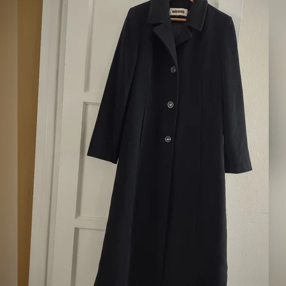 Kristen Blake Lambs Wool Cashmere Maxi Black Coat- Size 12 - Picture 2 of 11
